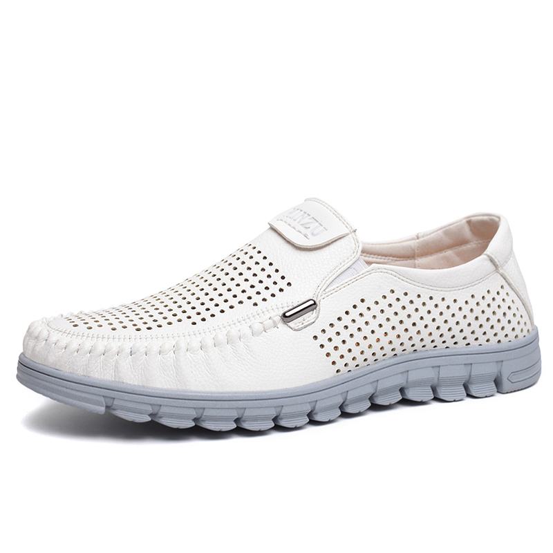 Męska Mikrofibra Oddychająca Wydrążona Antypoślizgowa Podeszwa Slip On Casual Shoes