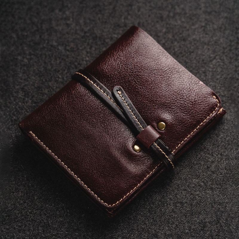 Męska Pierwsza Warstwa Skóry Wołowej Na Wiele Kart Etui Na Karty Retro Bifold Short Soft Leather Coin Purse Wallet