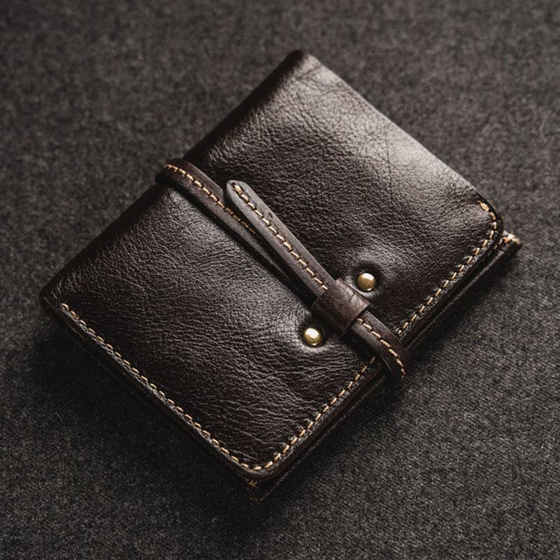 Męska Pierwsza Warstwa Skóry Wołowej Na Wiele Kart Etui Na Karty Retro Bifold Short Soft Leather Coin Purse Wallet