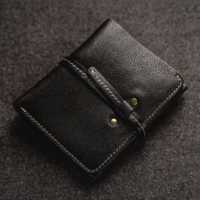 Męska Pierwsza Warstwa Skóry Wołowej Na Wiele Kart Etui Na Karty Retro Bifold Short Soft Leather Coin Purse Wallet