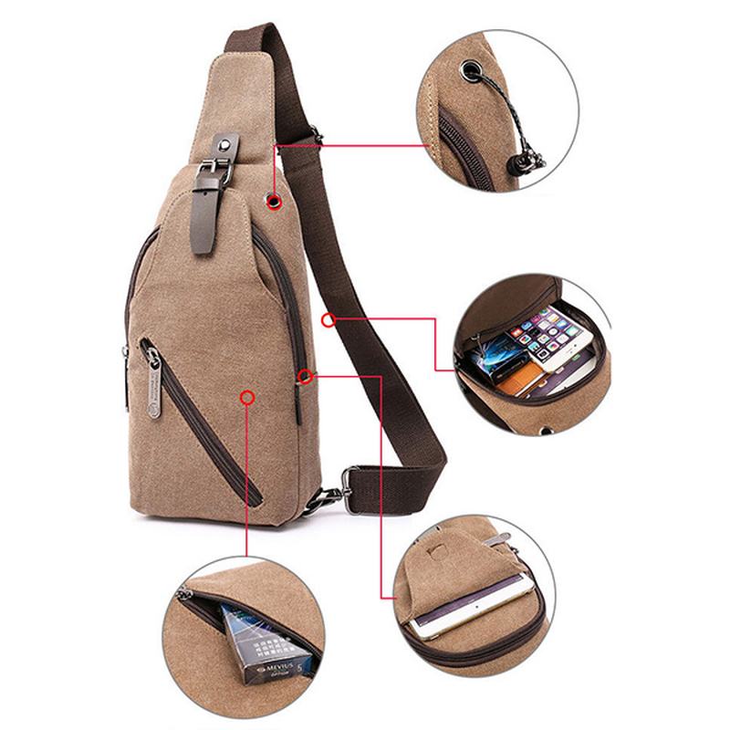 Męska Płócienna Torba Na Ramię Outdoor Sport Casual Chest Pack Crossbody Swagger Bag