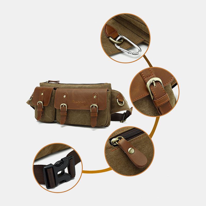 Męska Płócienna Torba Na Talię Wielofunkcyjna Kieszeń Na Zatrzask Outdoor Casual Chest Bag Torba Na Ramię