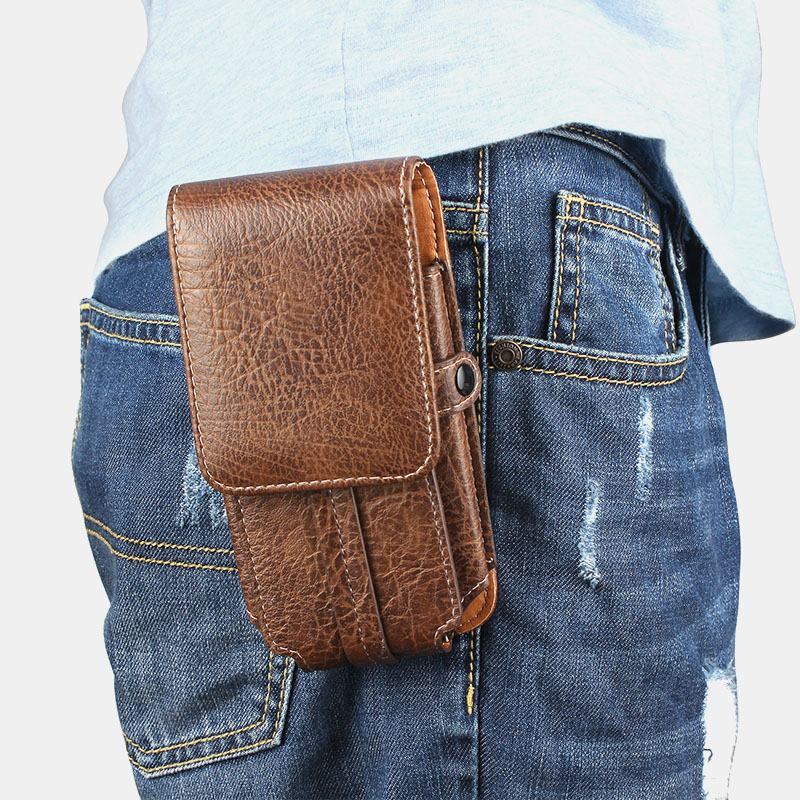 Męska Pu Leather Edc Multi-purpose Belt Bag Vintage Lekka Torba Na Telefon Torba Na Talię