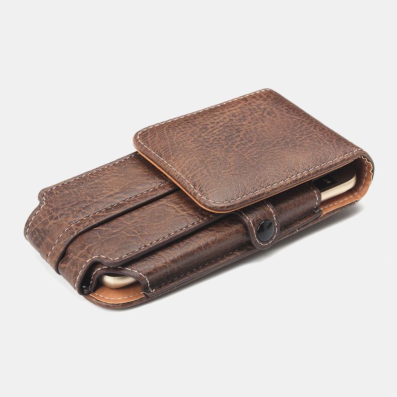 Męska Pu Leather Edc Multi-purpose Belt Bag Vintage Lekka Torba Na Telefon Torba Na Talię