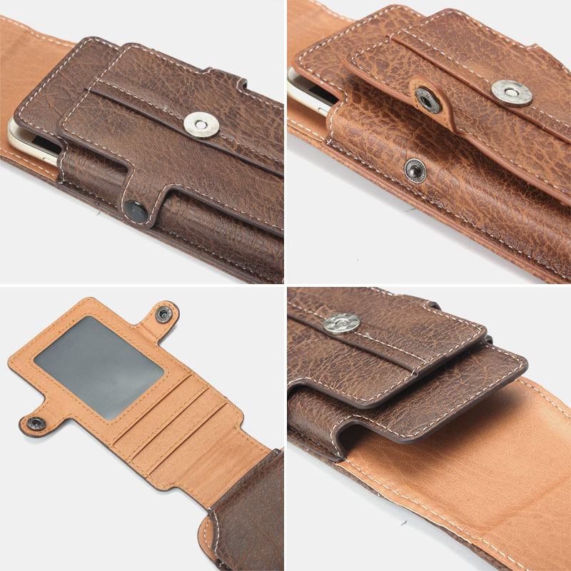 Męska Pu Leather Edc Multi-purpose Belt Bag Vintage Lekka Torba Na Telefon Torba Na Talię