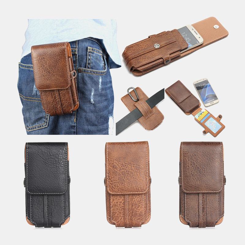 Męska Pu Leather Edc Multi-purpose Belt Bag Vintage Lekka Torba Na Telefon Torba Na Talię