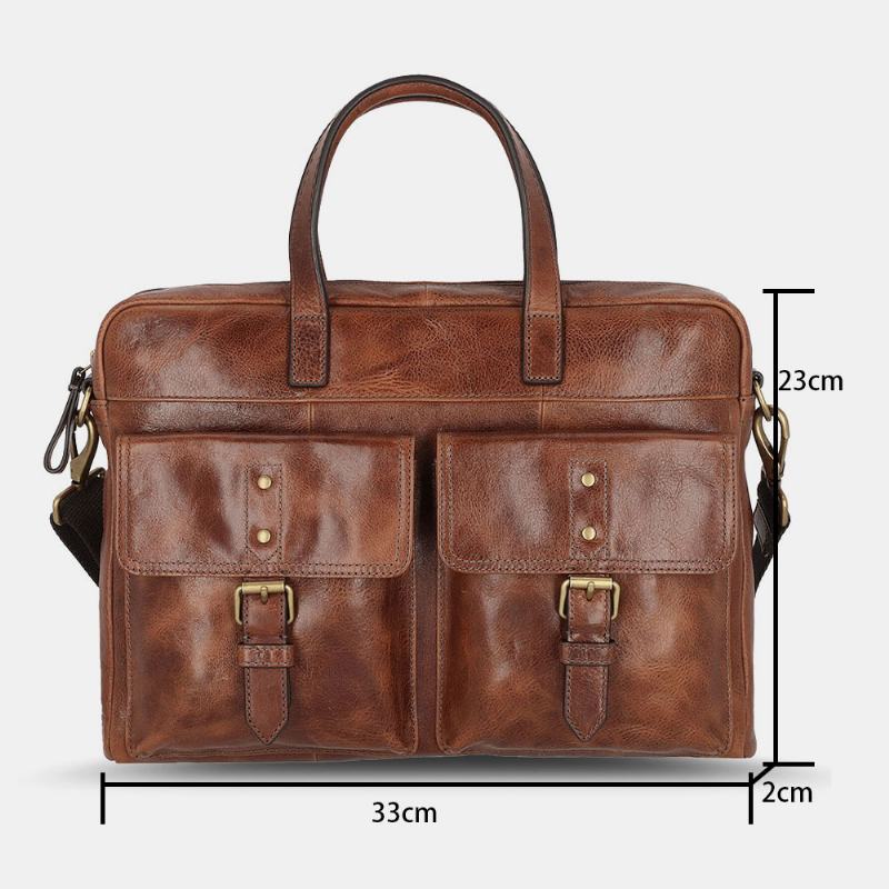 Męska Pu Leather Vintage Bussiness Wszechstronna Torba Z Wieloma Kieszeniami Torba Dla Nauczyciela Teczka Wielofunkcyjna Torba Crossbody Torebka