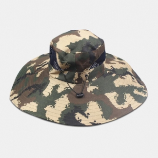 Męska Siatka Kamuflażowa Oddychająca Z Dużym Rondem Outdoor Fishing Wspinaczka Sunshade Bucket Hat