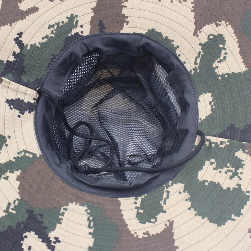 Męska Siatka Kamuflażowa Oddychająca Z Dużym Rondem Outdoor Fishing Wspinaczka Sunshade Bucket Hat