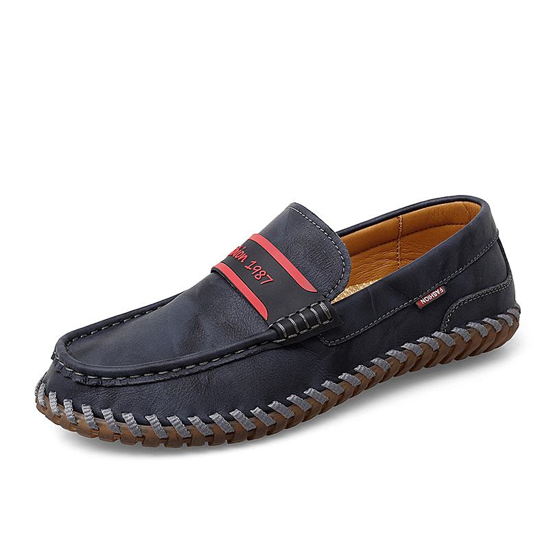 Męska Skóra Bydlęca Oddychająca Ręcznie Szyta Miękka Podeszwa Slip On Casual Shoes