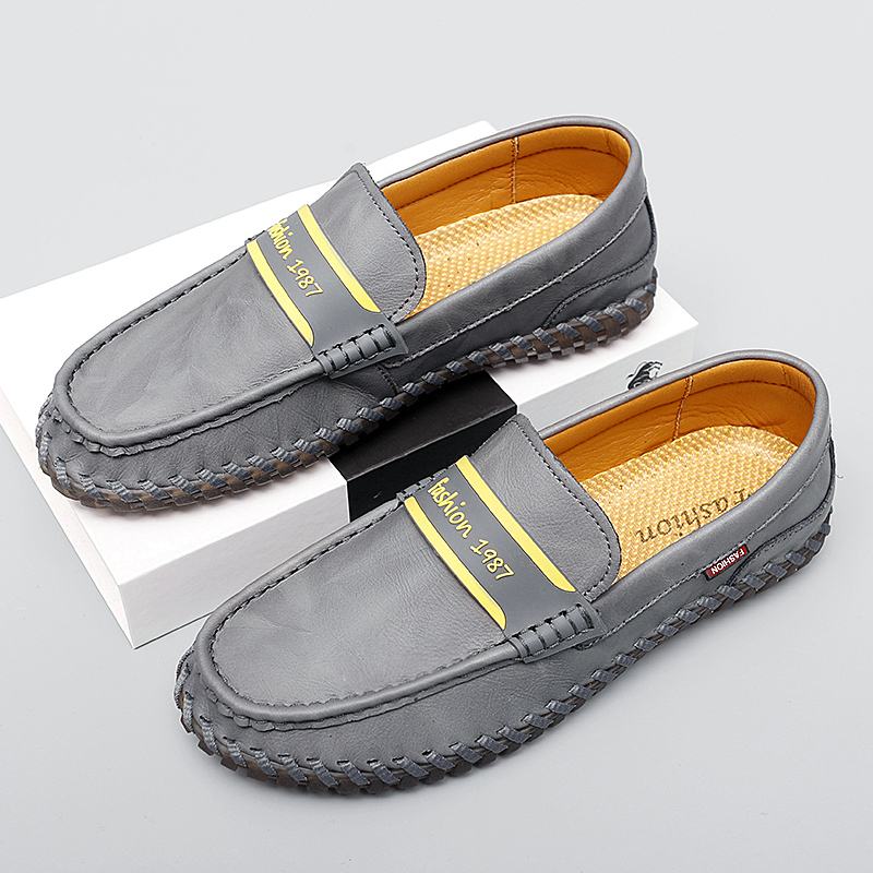 Męska Skóra Bydlęca Oddychająca Ręcznie Szyta Miękka Podeszwa Slip On Casual Shoes