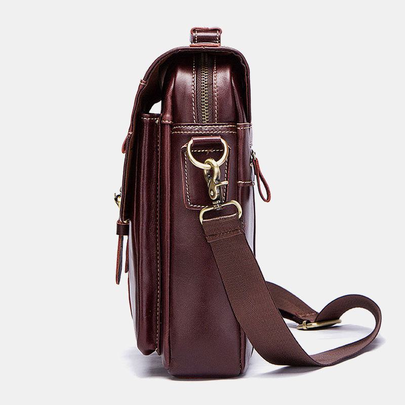 Męska Skóra Bydlęca Z Prawdziwej Skóry W Stylu Retro Z Wieloma Kieszeniami Wielowarstwowa Torba Crossbody