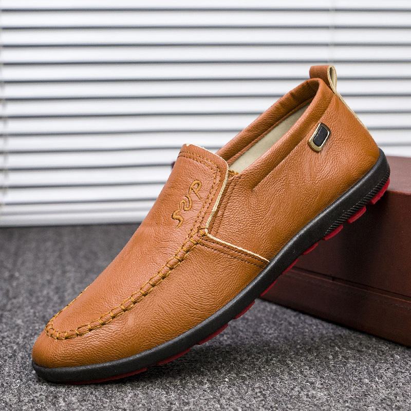 Męska Skóra Z Mikrofibry Oddychająca Miękka Podeszwa Slip On Business Casual Shoes