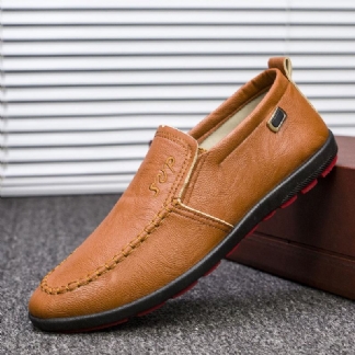 Męska Skóra Z Mikrofibry Oddychająca Miękka Podeszwa Slip On Business Casual Shoes