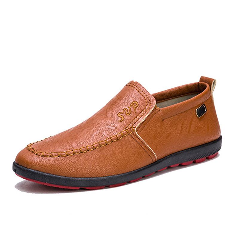 Męska Skóra Z Mikrofibry Oddychająca Miękka Podeszwa Slip On Business Casual Shoes