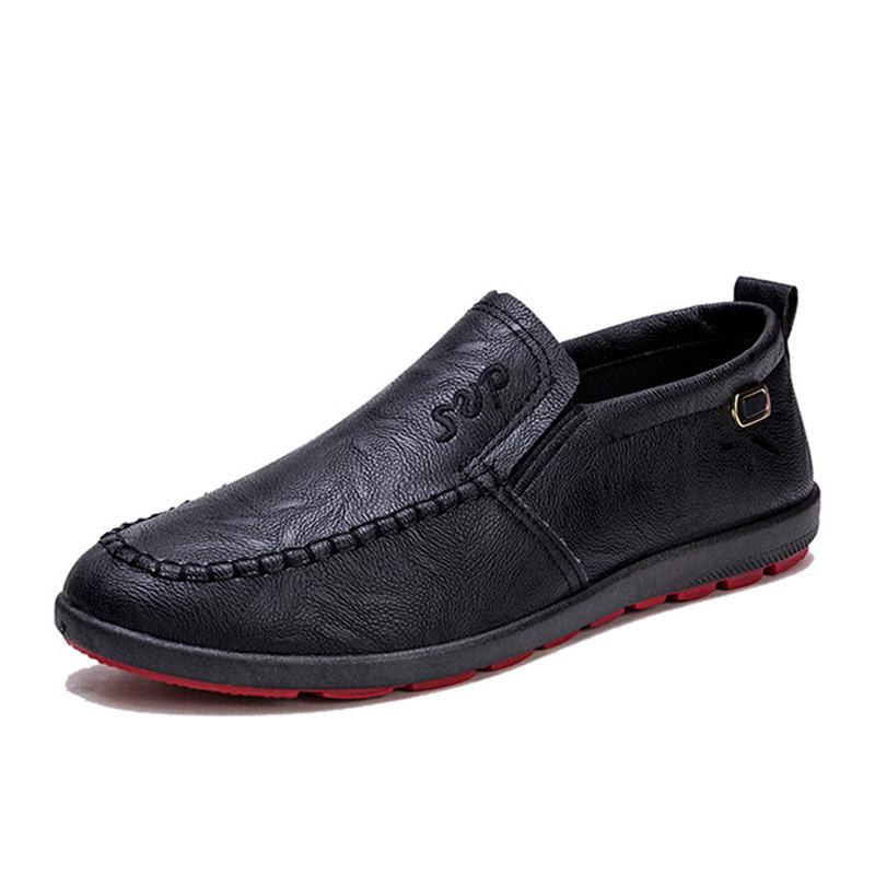 Męska Skóra Z Mikrofibry Oddychająca Miękka Podeszwa Slip On Business Casual Shoes