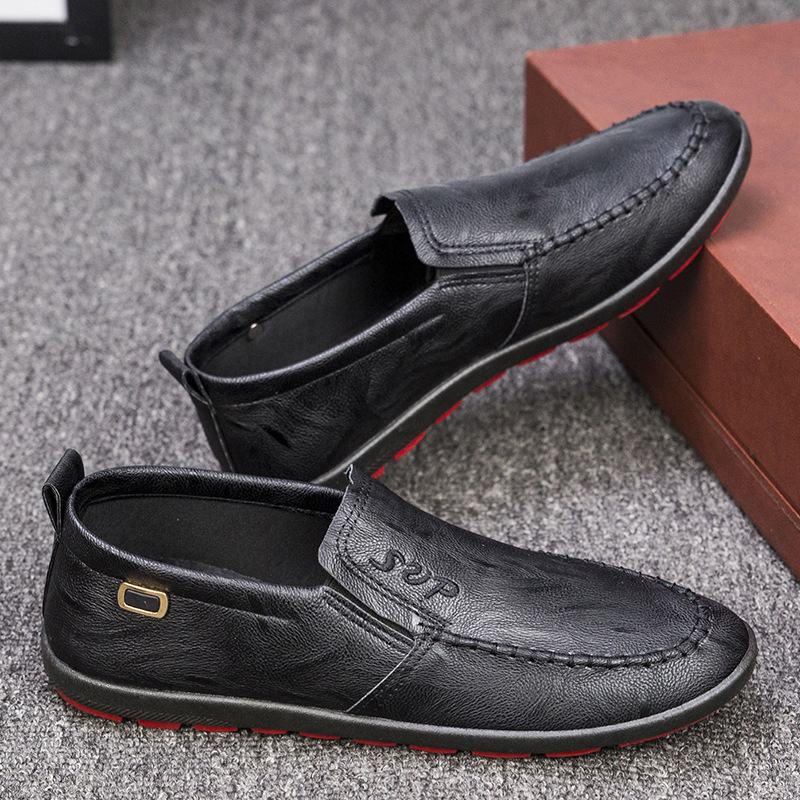 Męska Skóra Z Mikrofibry Oddychająca Miękka Podeszwa Slip On Business Casual Shoes