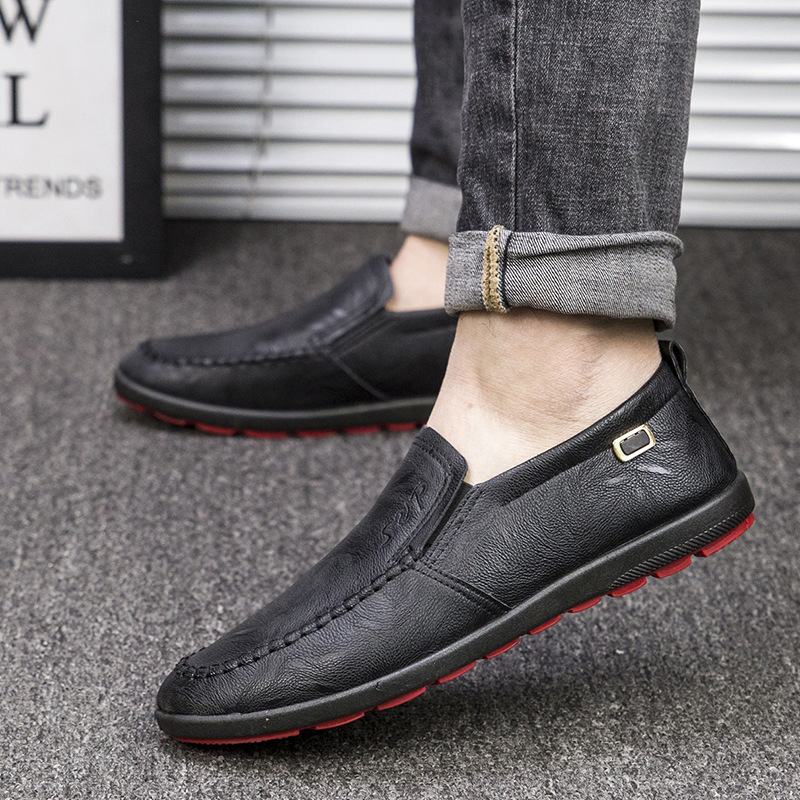 Męska Skóra Z Mikrofibry Oddychająca Miękka Podeszwa Slip On Business Casual Shoes