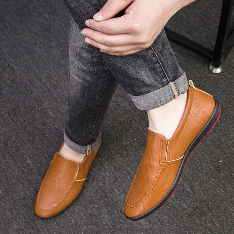 Męska Skóra Z Mikrofibry Oddychająca Miękka Podeszwa Slip On Business Casual Shoes