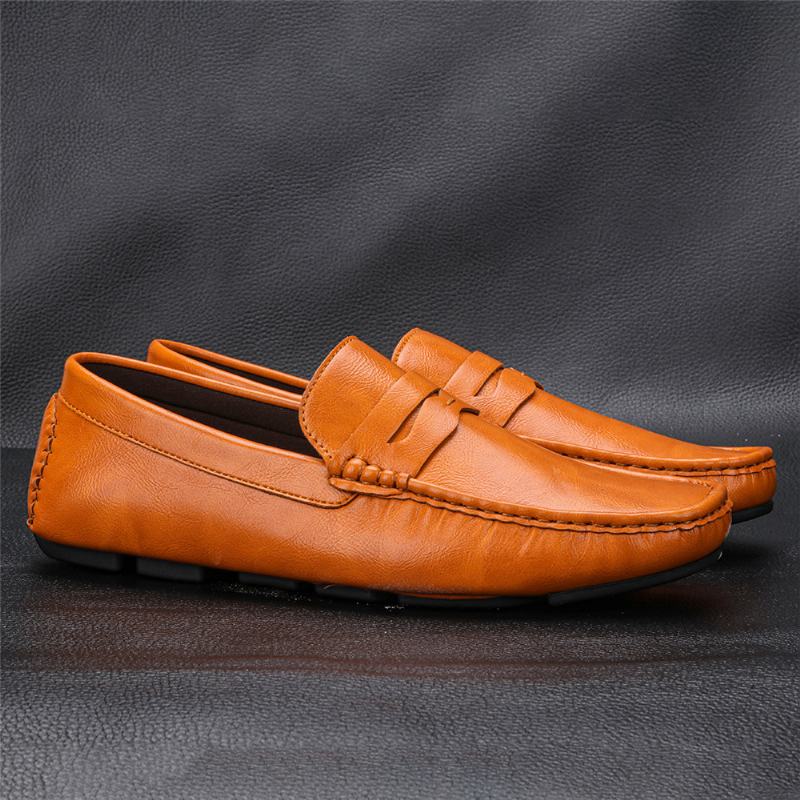 Męska Skóra Z Mikrofibry Oddychająca Miękka Podeszwa Slip On Vintage Casual Driving Shoes