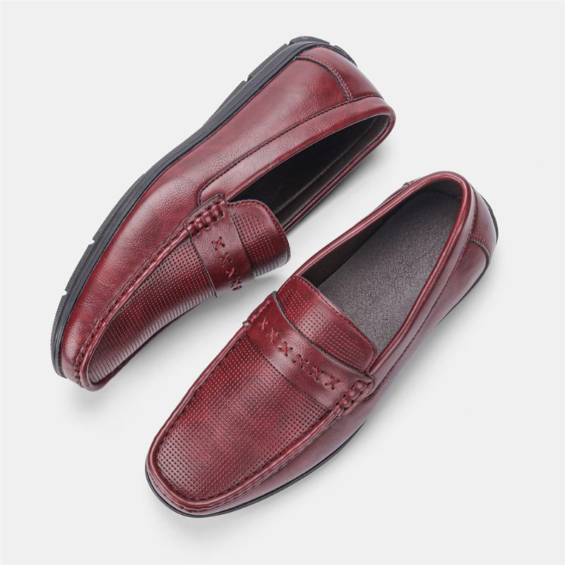 Męska Skóra Z Mikrofibry Oddychająca Miękka Podeszwa Slip On Vintage Casual Driving Shoes