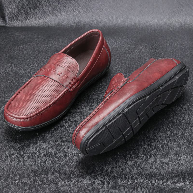 Męska Skóra Z Mikrofibry Oddychająca Miękka Podeszwa Slip On Vintage Casual Driving Shoes