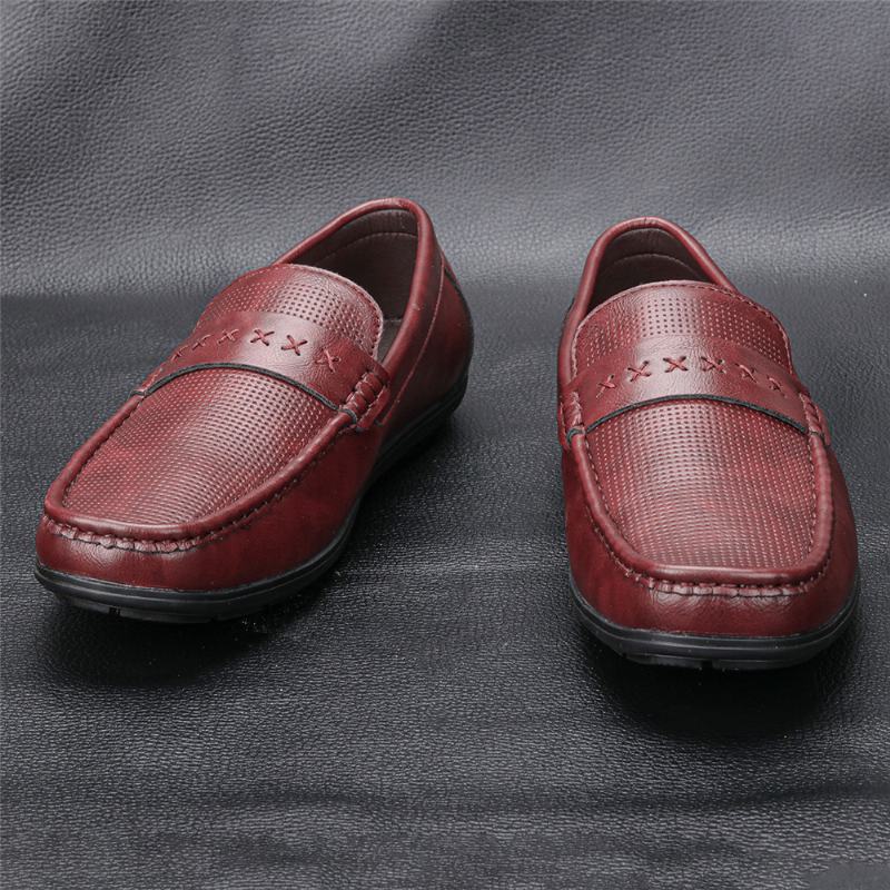 Męska Skóra Z Mikrofibry Oddychająca Miękka Podeszwa Slip On Vintage Casual Driving Shoes