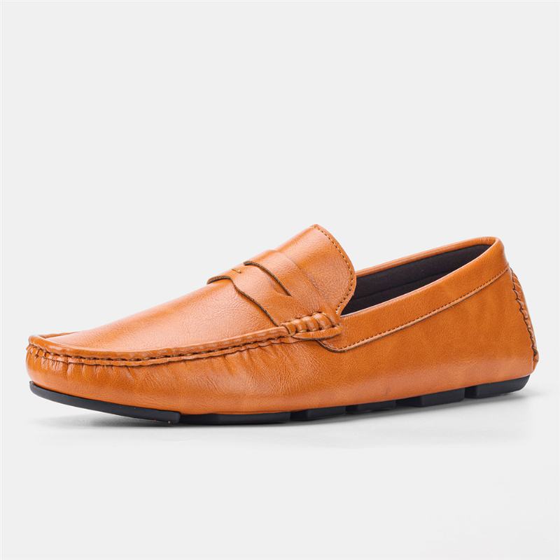 Męska Skóra Z Mikrofibry Oddychająca Miękka Podeszwa Slip On Vintage Casual Driving Shoes