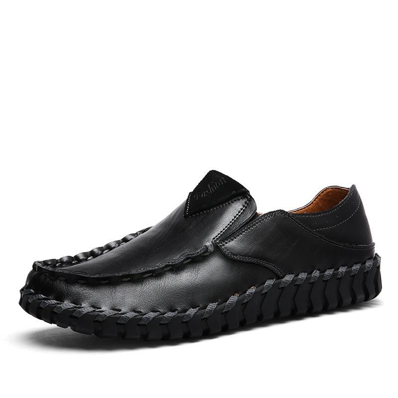 Męska Skóra Z Mikrofibry Oddychające Szwy Ręczne Miękkie Dno Slip On Driving Casual Shoes