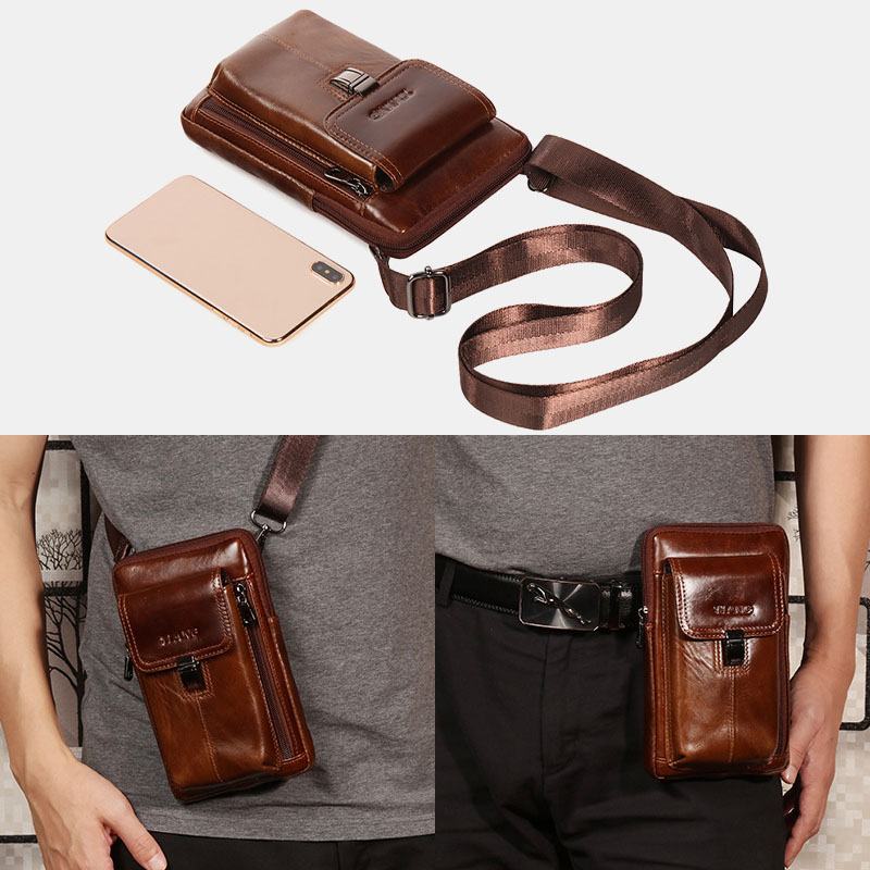 Męska Skórzana 6.5-calowa Torba Na Telefon Uchwyt Na Pasek Torba Na Pasek Torba Na Ramię Torba Na Ramię Crossbody