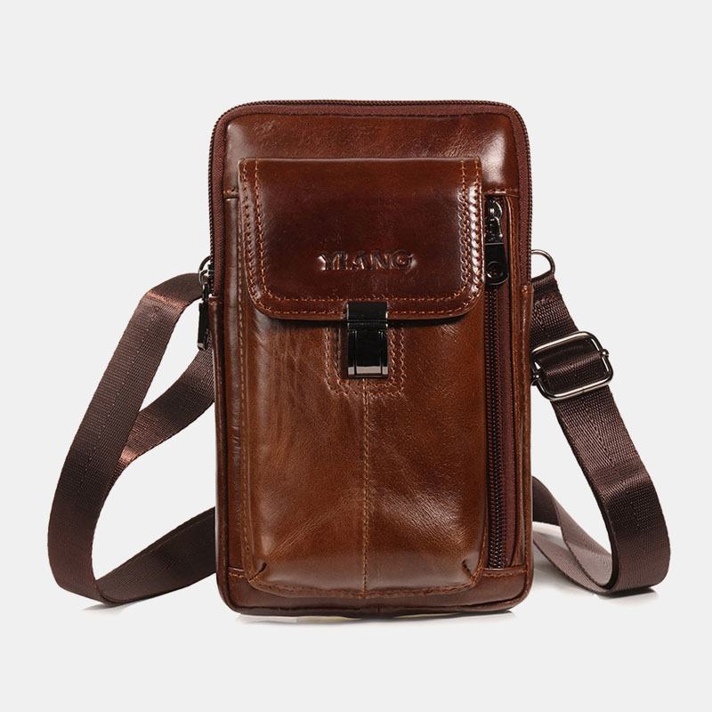 Męska Skórzana 6.5-calowa Torba Na Telefon Uchwyt Na Pasek Torba Na Pasek Torba Na Ramię Torba Na Ramię Crossbody