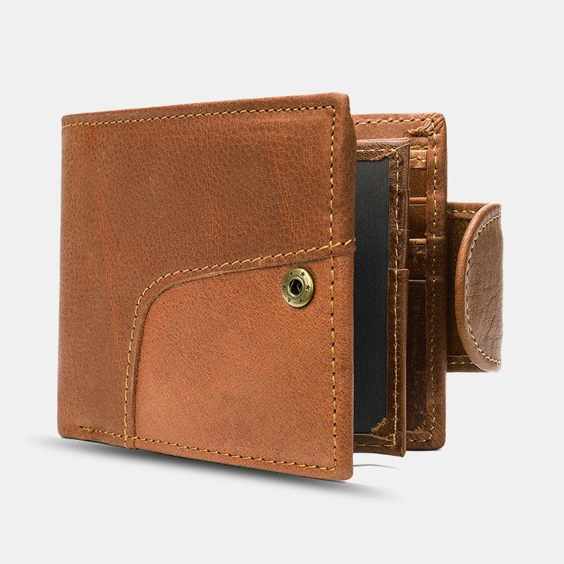 Męska Skórzana Bifold Anti-theft Multi-card Slot Retro Casual Card Holder Portfel Na Monety