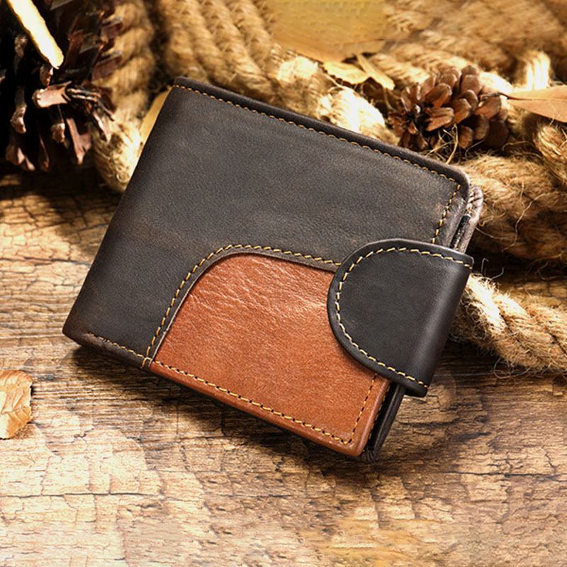 Męska Skórzana Bifold Anti-theft Multi-card Slot Retro Casual Card Holder Portfel Na Monety