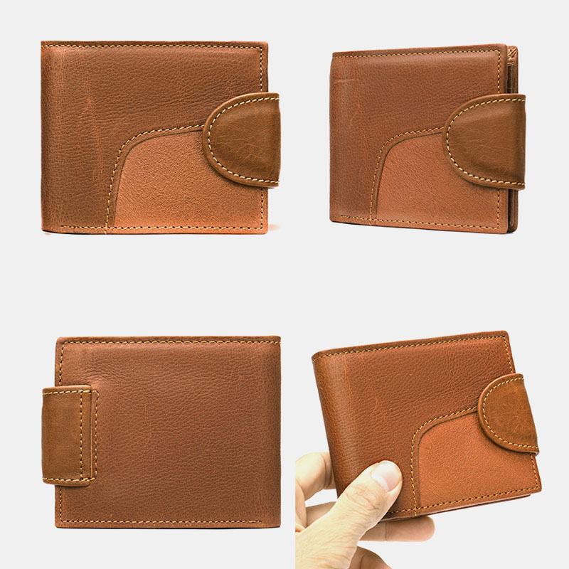 Męska Skórzana Bifold Anti-theft Multi-card Slot Retro Casual Card Holder Portfel Na Monety