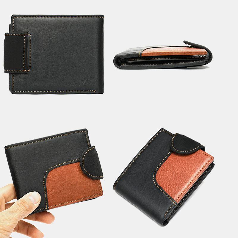 Męska Skórzana Bifold Anti-theft Multi-card Slot Retro Casual Card Holder Portfel Na Monety