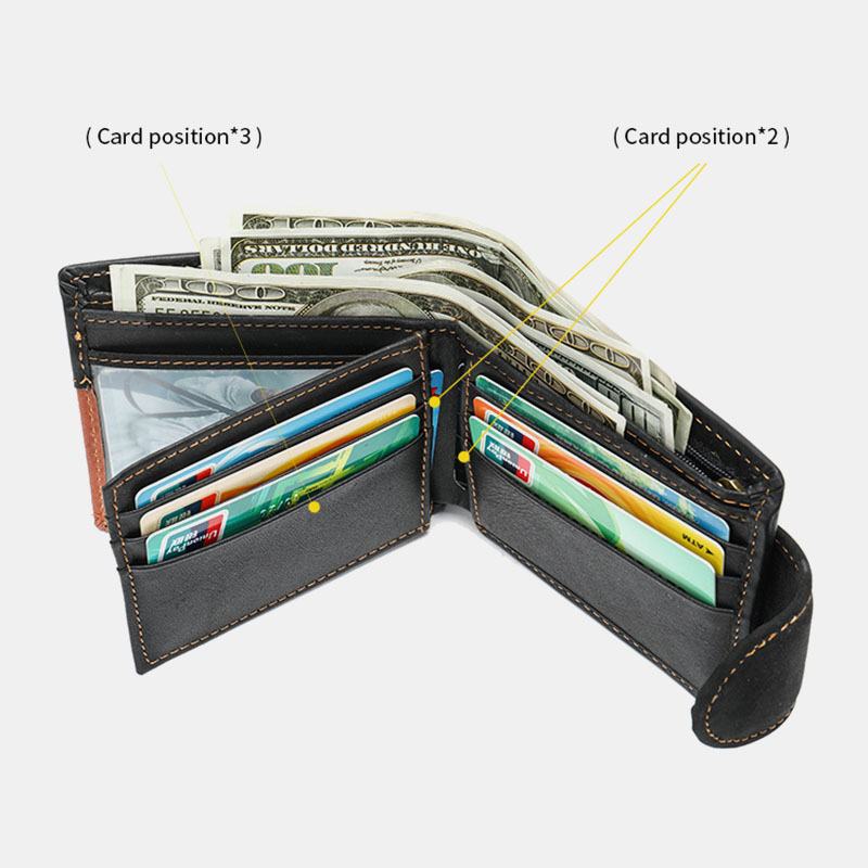 Męska Skórzana Bifold Anti-theft Multi-card Slot Retro Casual Card Holder Portfel Na Monety