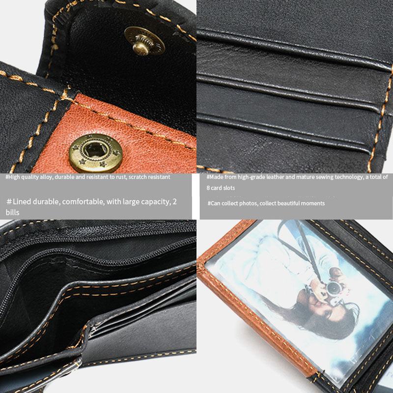 Męska Skórzana Bifold Anti-theft Multi-card Slot Retro Casual Card Holder Portfel Na Monety