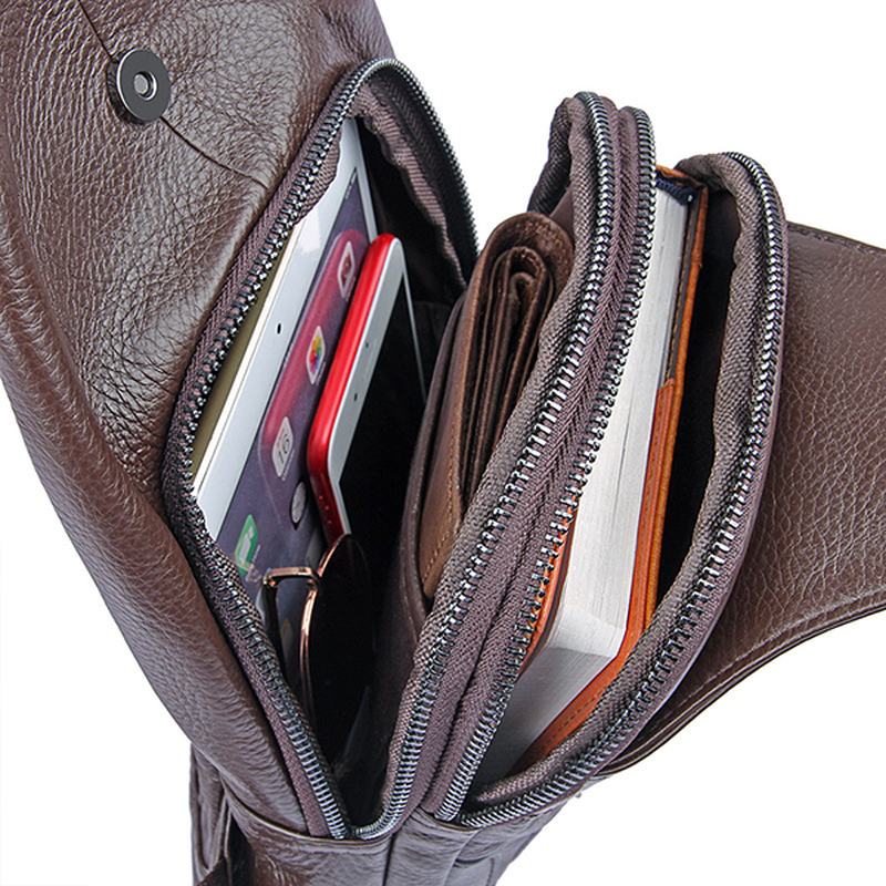 Męska Skórzana Minimalistyczna Torba Typu Crossbody W Stylu Vintage Wypoczynkowa Biznesowa Torba Na Klatkę Piersiową Torba Weekendowa