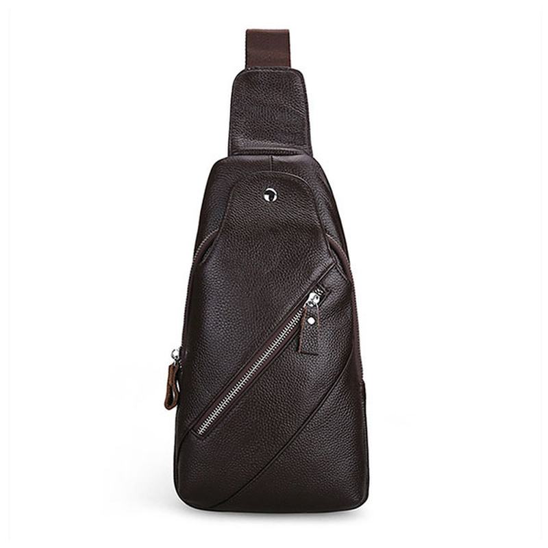 Męska Skórzana Moda Casual Chest Pack Daypack Torba Na Ramię Na Ramię