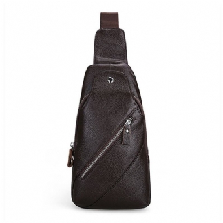 Męska Skórzana Moda Casual Chest Pack Daypack Torba Na Ramię Na Ramię