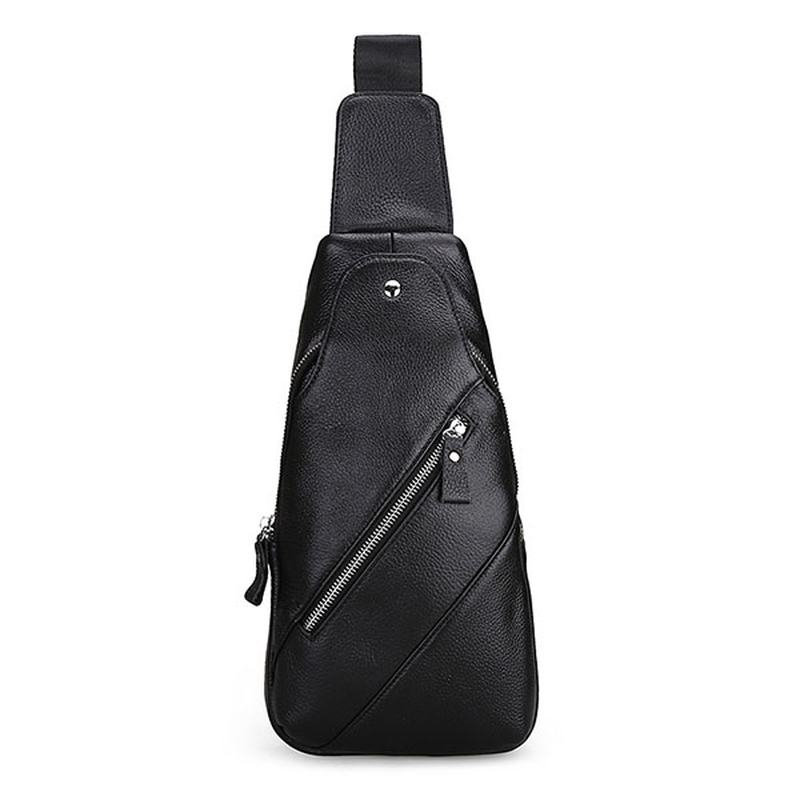 Męska Skórzana Moda Casual Chest Pack Daypack Torba Na Ramię Na Ramię