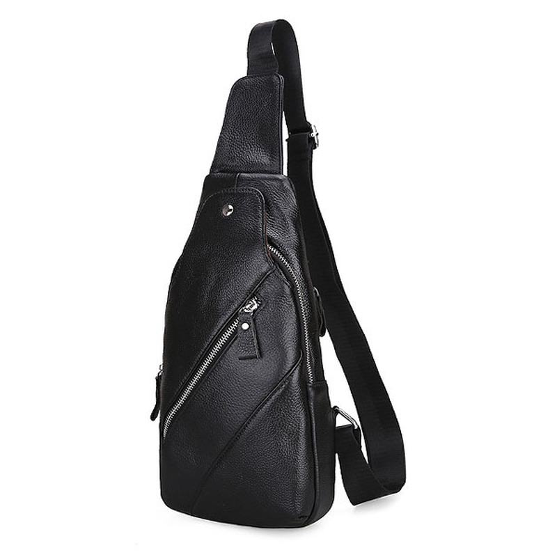 Męska Skórzana Moda Casual Chest Pack Daypack Torba Na Ramię Na Ramię