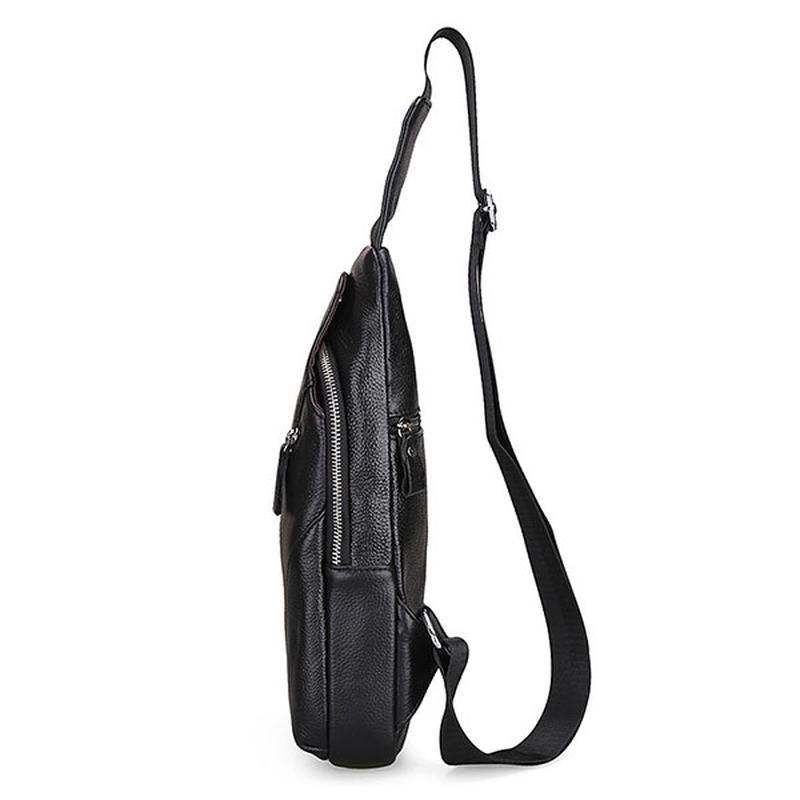 Męska Skórzana Moda Casual Chest Pack Daypack Torba Na Ramię Na Ramię