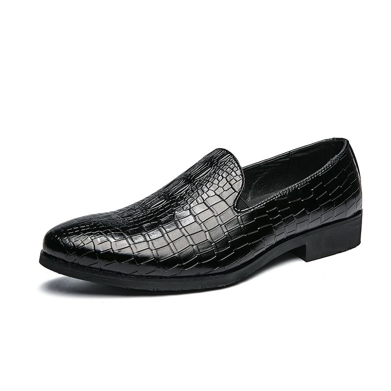 Męska Skórzana Oddychająca Miękka Podeszwa Retro Plaid Pattern Slip On Casual Business Shoes