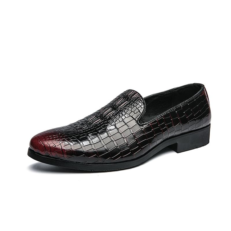 Męska Skórzana Oddychająca Miękka Podeszwa Retro Plaid Pattern Slip On Casual Business Shoes