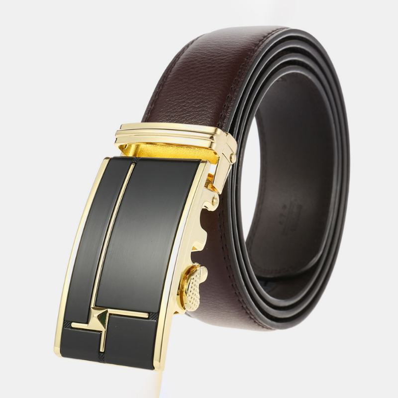 Męska Skórzana Prostokątna Automatyczna Klamra 3.5 cm Casual Business Wild Belt