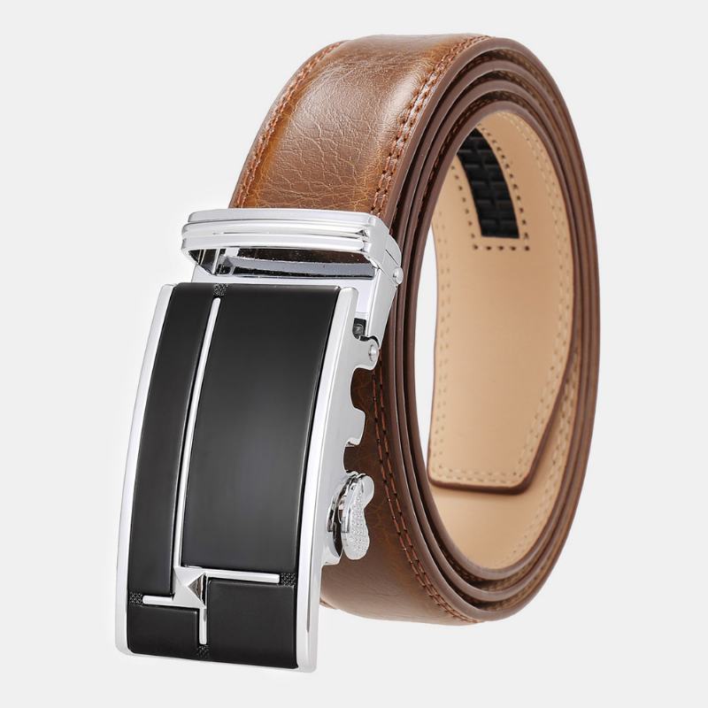 Męska Skórzana Prostokątna Automatyczna Klamra 3.5 cm Casual Business Wild Belt