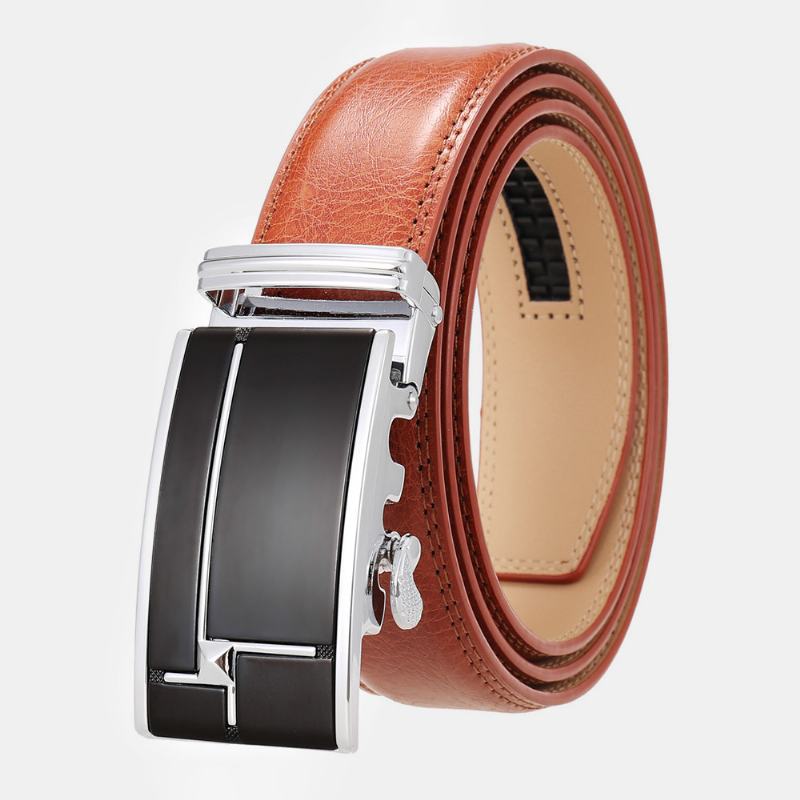 Męska Skórzana Prostokątna Automatyczna Klamra 3.5 cm Casual Business Wild Belt