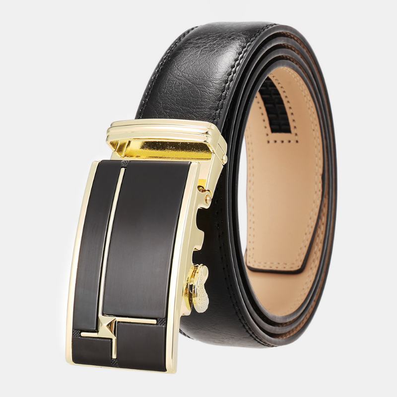 Męska Skórzana Prostokątna Automatyczna Klamra 3.5 cm Casual Business Wild Belt