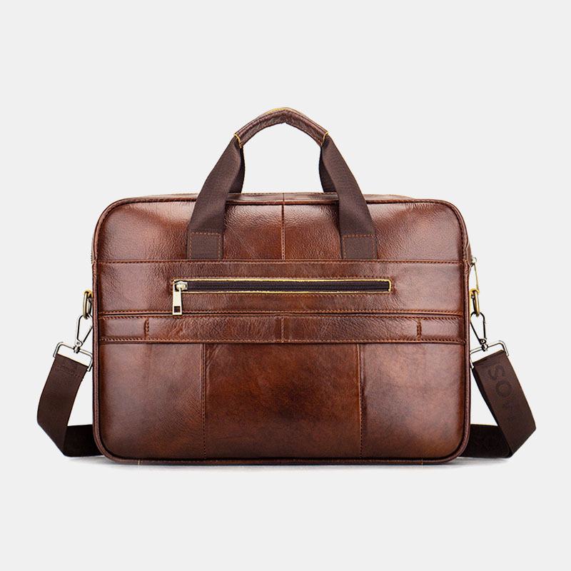 Męska Skórzana Retro Biznesowa Wielofunkcyjna 13-calowa Torba Na Laptopa Torebka Teczka Torba Crossbody